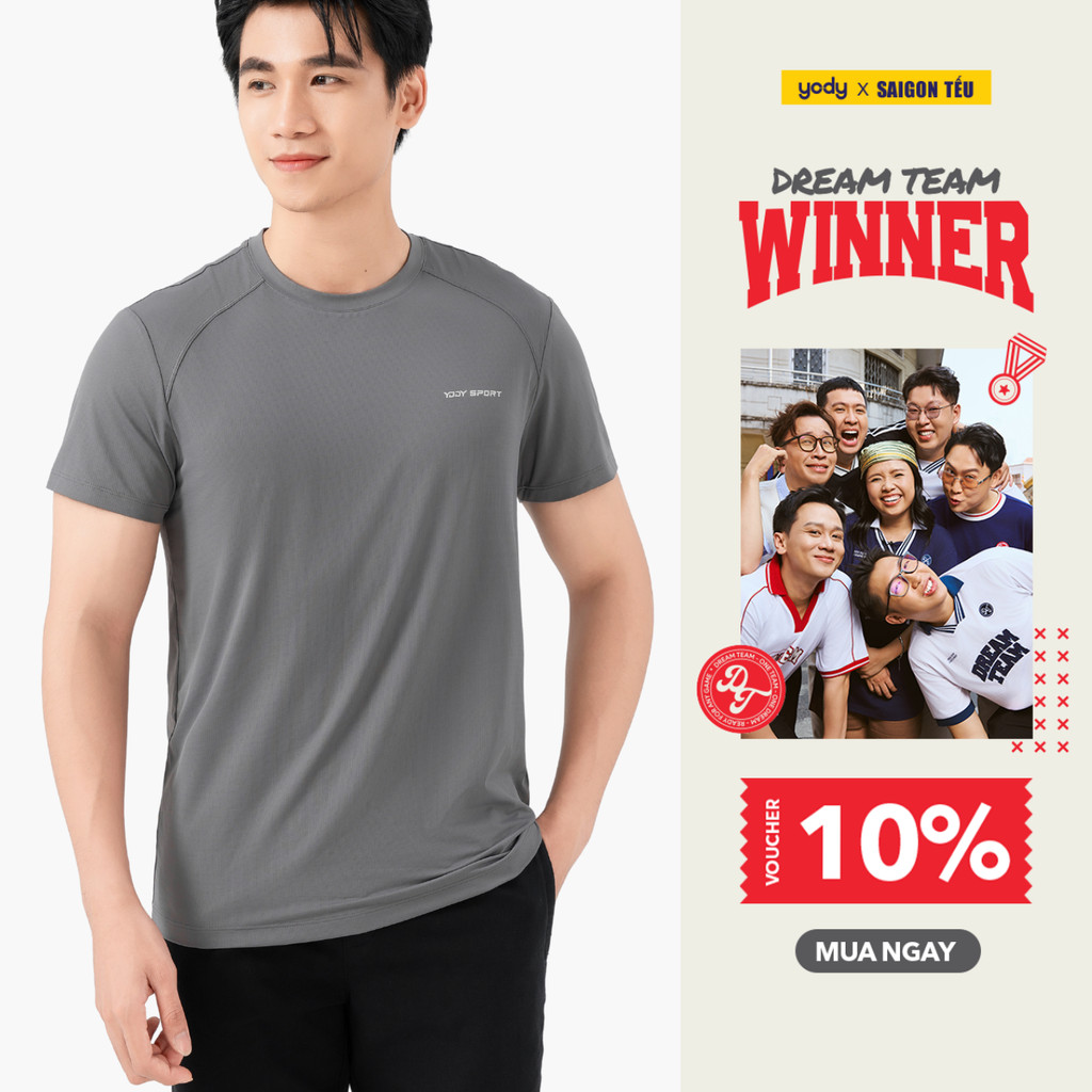 Áo thun sport nam YODY áo phông thể thao cộc tay cổ tròn siêu mát thấm hút mồ hôi STM7003