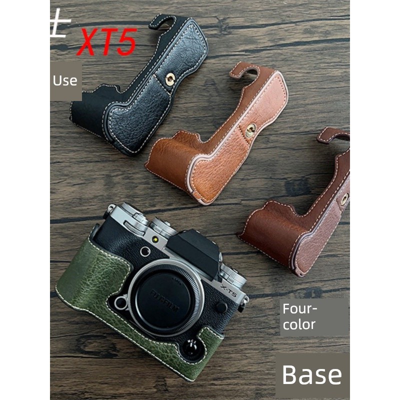 Thích Hợp Cho Túi Máy Ảnh Fuji X-T5 Xt5 Nửa Bao Da Di Động Đế Retro Bao Da XT5 Nửa Bao Đáy