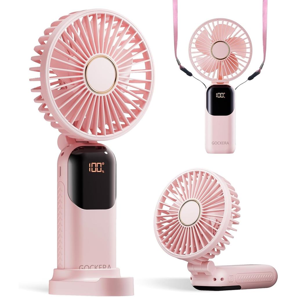 Quạt cầm tay có thể sạc lại di động Quạt cổ để bàn Mini có thể gập lại 4200mAh với màn hình kỹ thuật