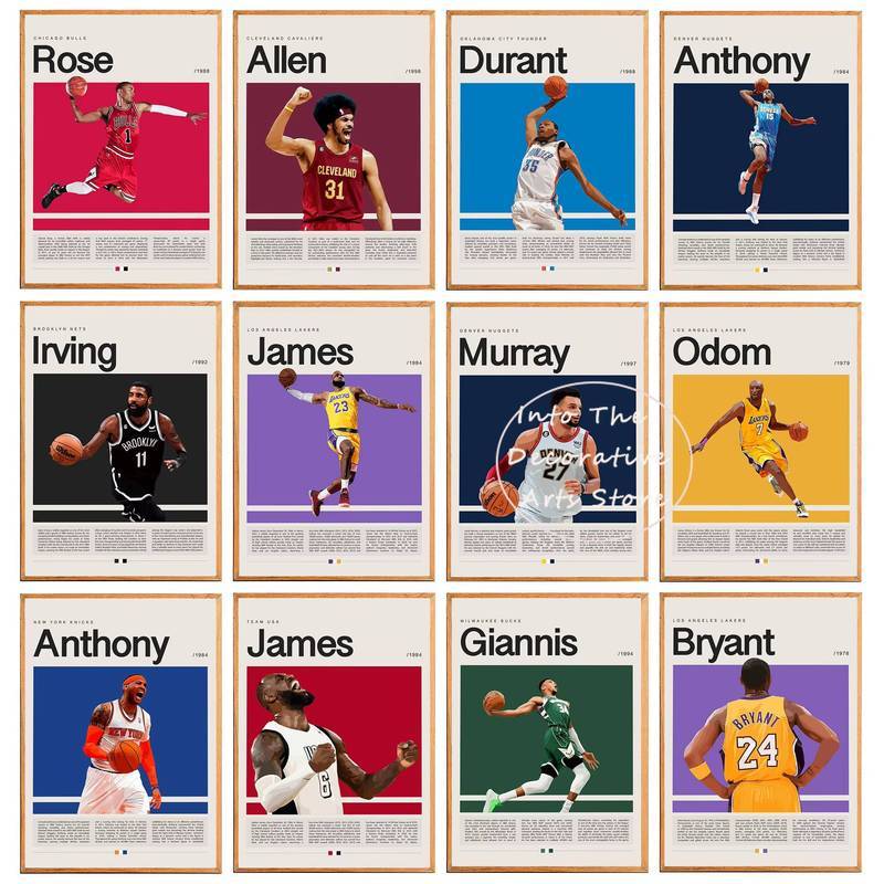 Modern Basketball Star Posters Allen Iverson Jayson Tatum Sports Room Modern Prints Canvas Painting 