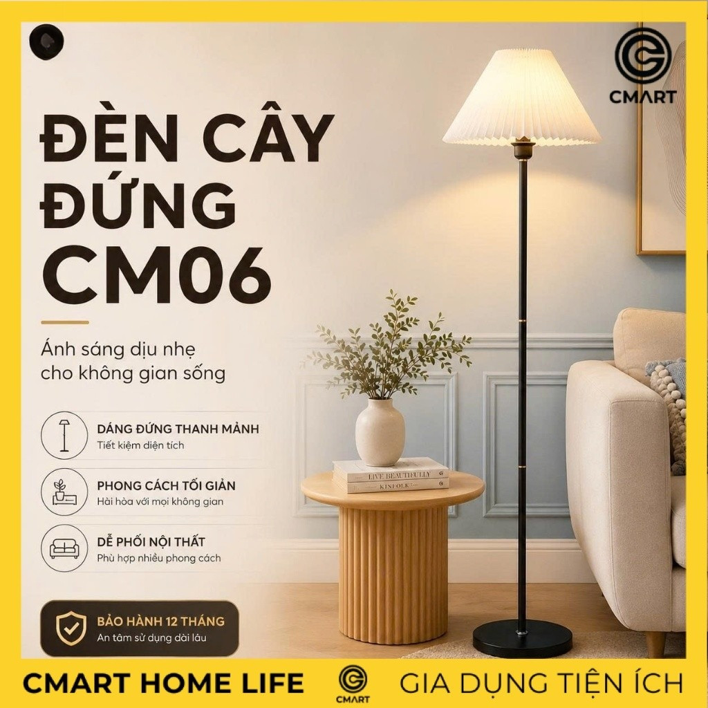 Đèn Cây Đứng Đèn Sàn Xếp Ly Kiểu Dáng Hàn Quốc Hiện Đại & Sang Trọng CM06 [CMART_GIA DỤNG TIỆN ÍCH]