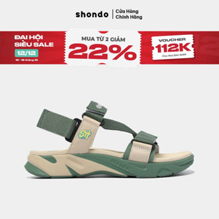  Giày Sandals Nam Nữ SHONDO F8 Êm Thời Trang Thích Hợp Đi Làm Đi Học Chơi Rêu Be F8M2524 