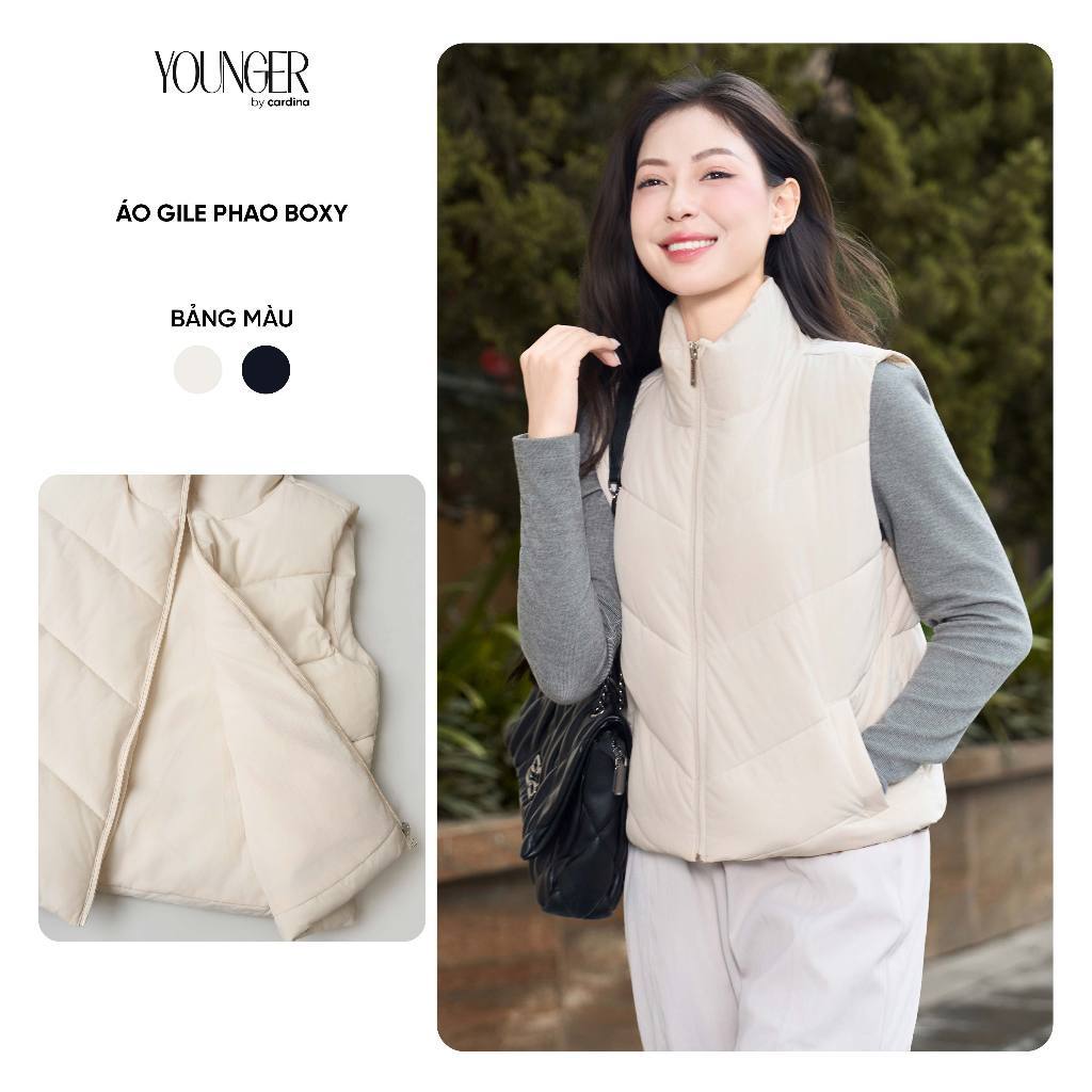 5YPNF01 Áo phao gile nữ Boxy YOUNGER BY CARDINA  chất liệu gió chần bông