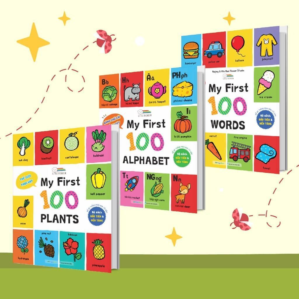 Sách - My First 100 Plants + 100 Alphabet - 100 Words - Combo 3 Cuốn - Little Rainbow - Megabook