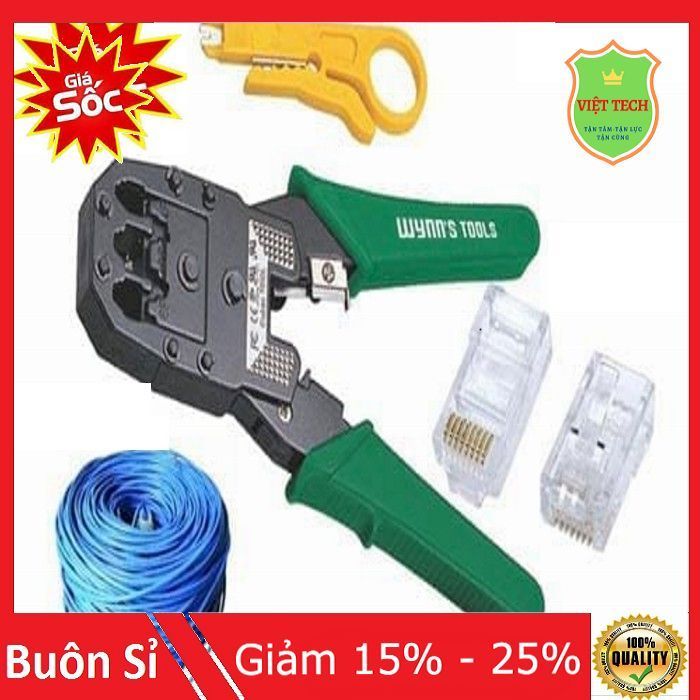 Combo Kìm mạng+ 20m dây mạng + 50 Hạt Mạng