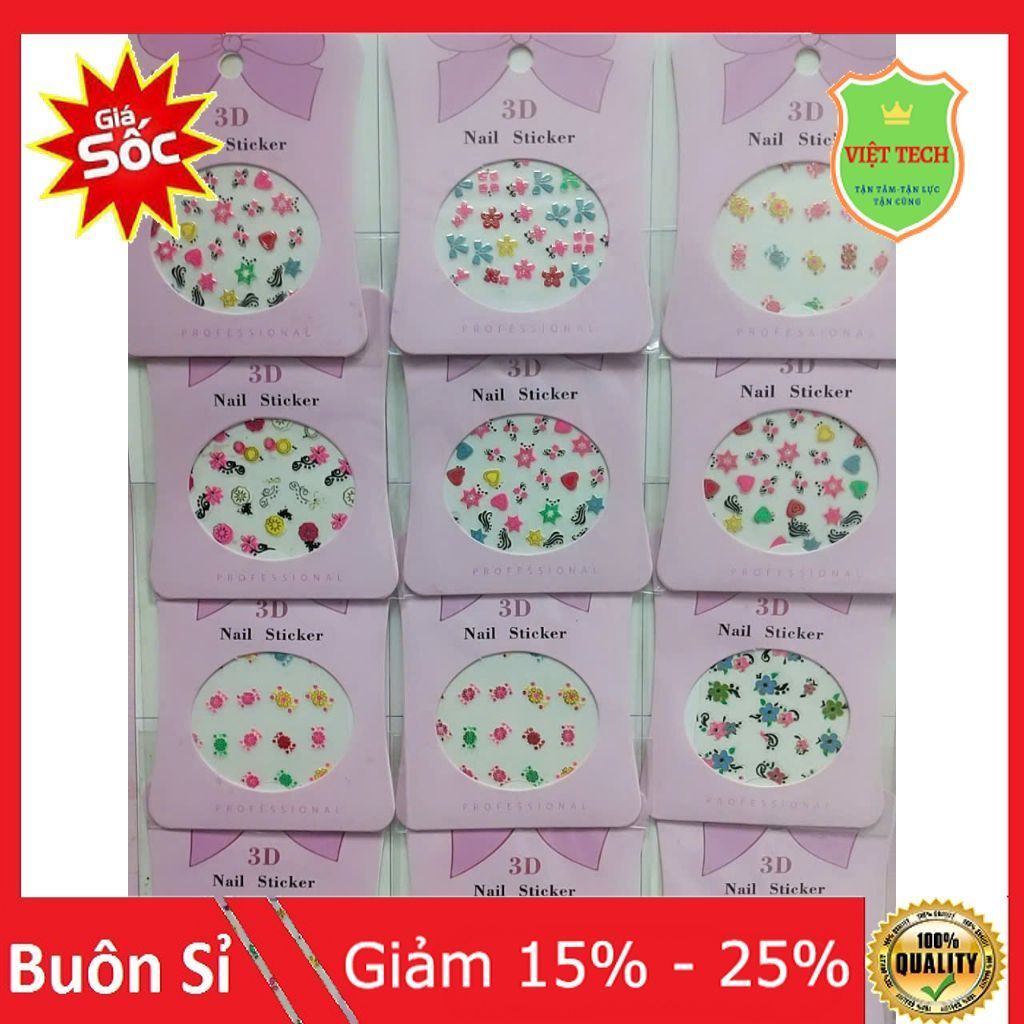 Sticker dán móng tay 3D_Nail 3D (Vỉ 12 túi)