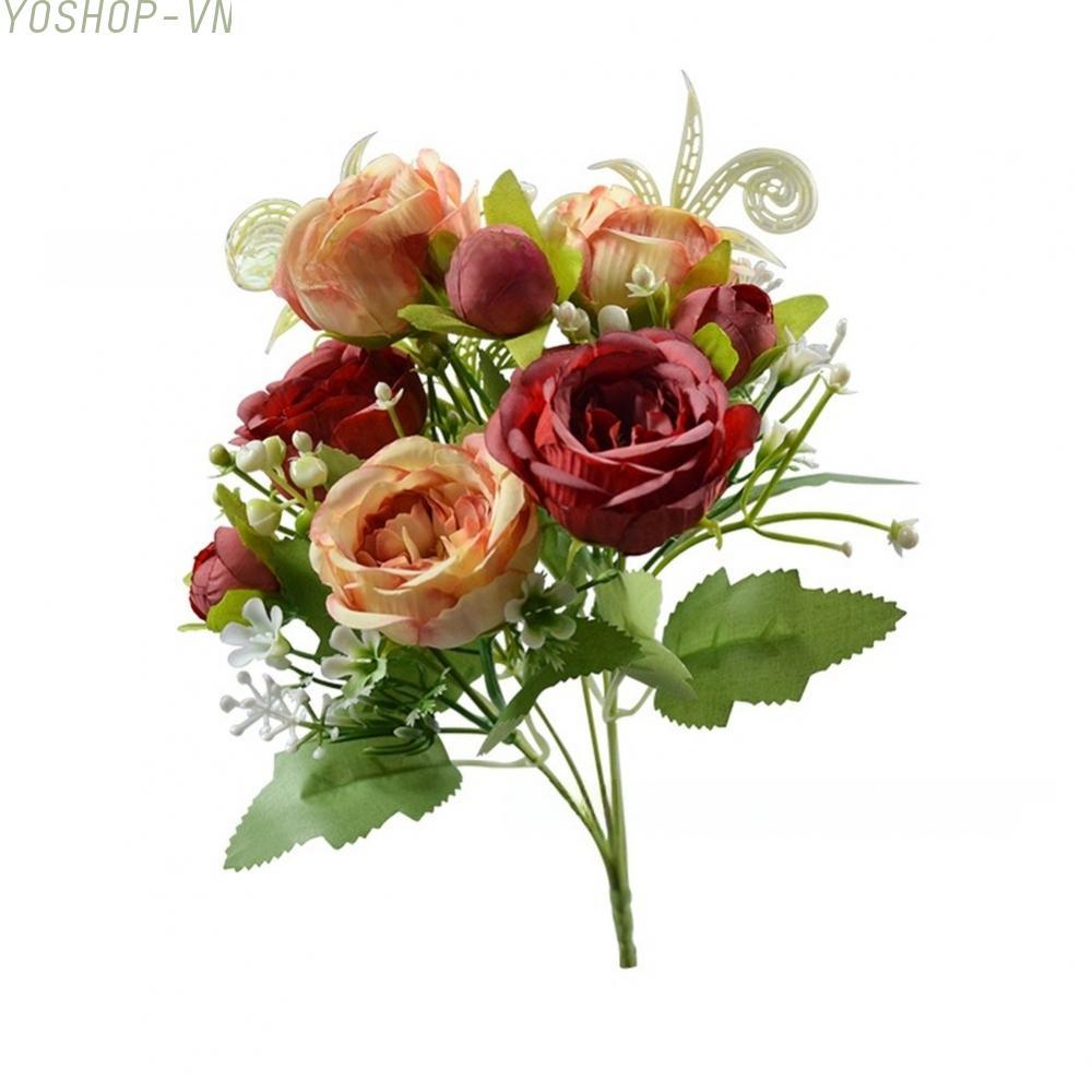 [Ysp]Silk Peony Bouquet Lifelike Petals Realistic Peony Blooms Lightweight Stems