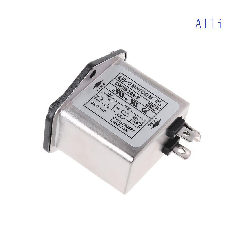 Alli CW2B-10A-T Bộ lọc nguồn EMI Bộ điều hòa dòng ổ cắm một pha AC 115 250V