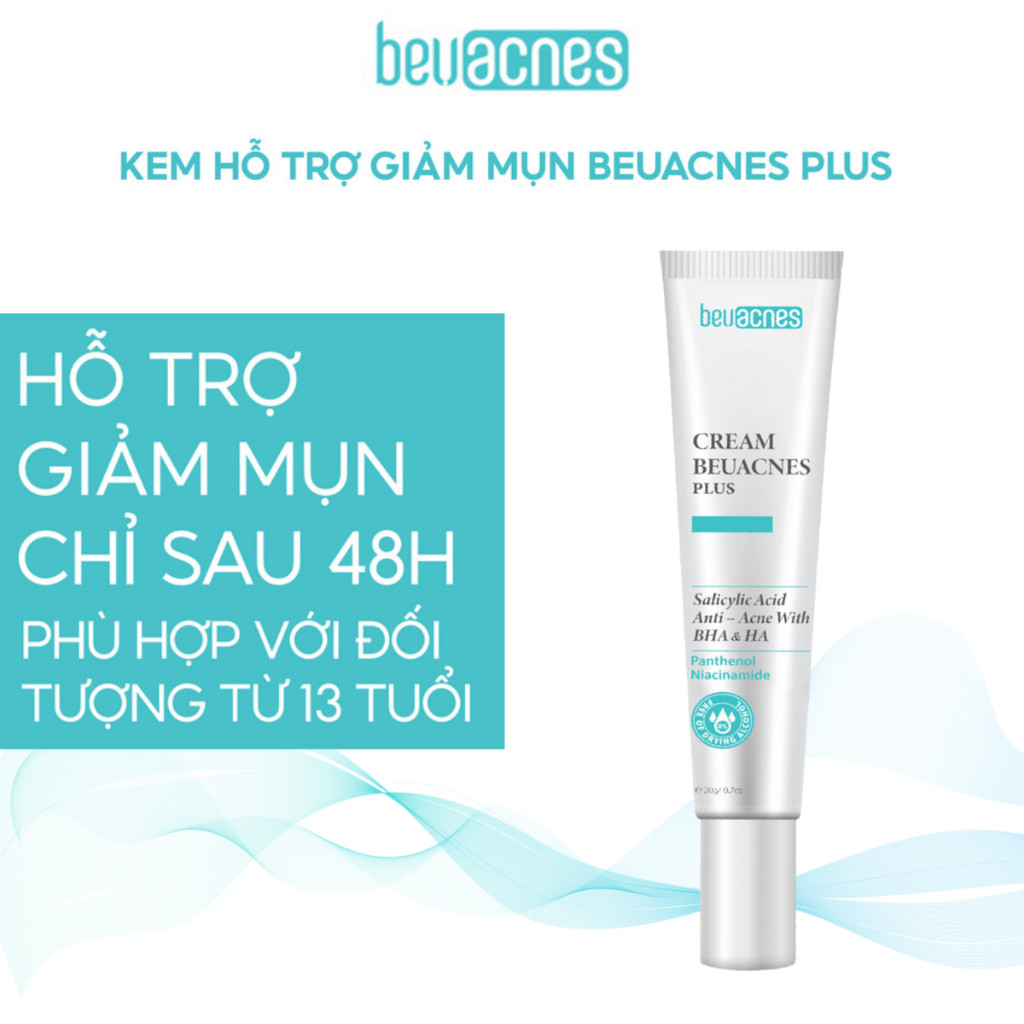 Gel giảm mụn BEUACNES giảm mụn trứng cá, chiết xuất rau má, hỗ trợ mờ thâm mụn nhanh trong 24h