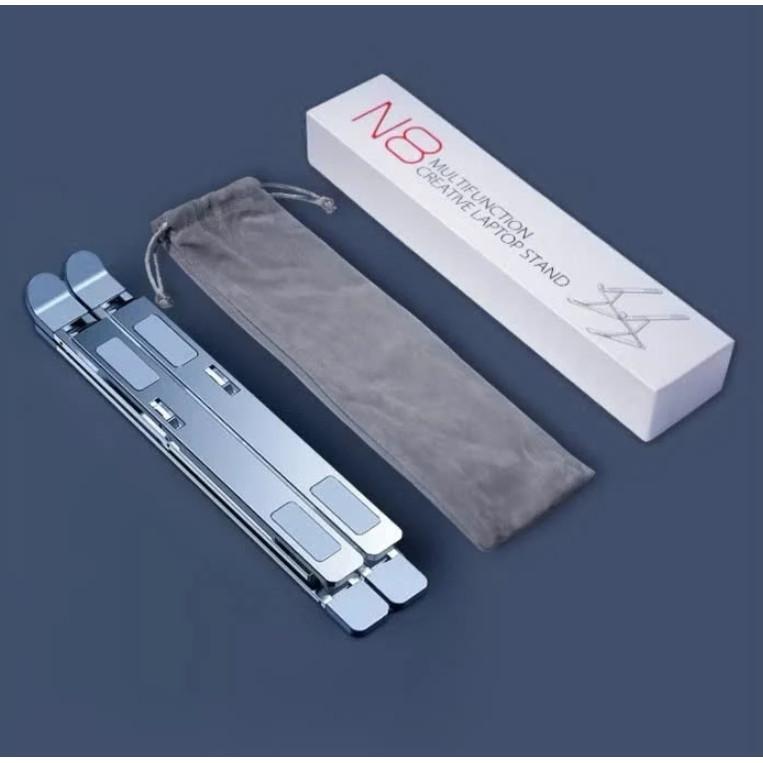 Giá đỡ laptop nhôm thiết kế thông minh 2 tầng 15 nấc điều chỉnh độ cao, nâng tản nhiệt laptop N8