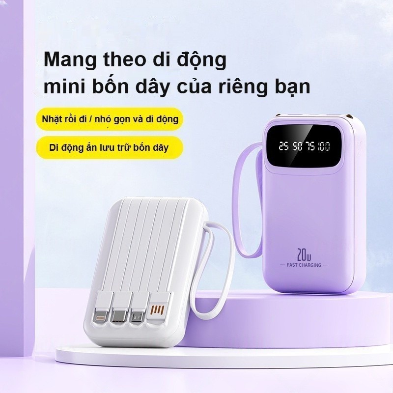Đa dụng 20000 mAh với 4 cáp sạc nhanh, dung lượng lớn tiện lợi | BigBuy360 - bigbuy360.vn