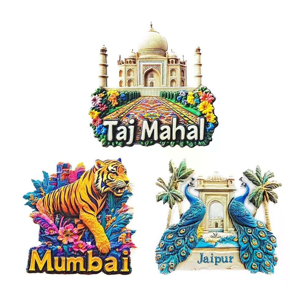 Châu Á Ấn Độ Taj Mahal Mumbai Jaipur Nhựa Tủ Lạnh Nam Châm Du Lịch Lưu Niệm Tủ Lạnh Miếng Dán Thủ Cô