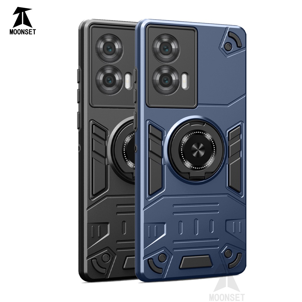 Dành cho Motorola Moto Edge 50 Fusion Case Armor Hard Back với 360° Giá đỡ nhẫn Vỏ mỏng chống sốc ch
