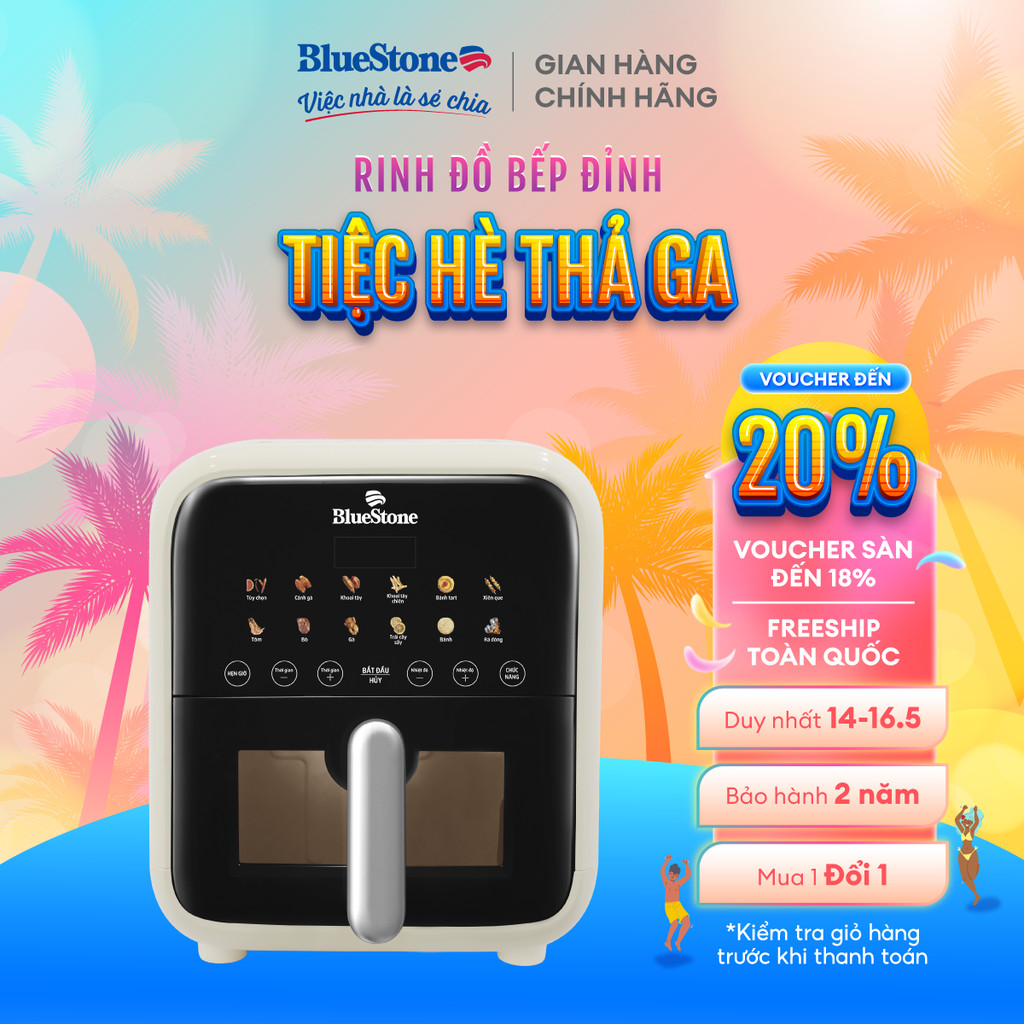 Nồi Chiên Không Dầu BlueStone AFB-5861 - 7 Lít, Trắng Sữa, 1800W