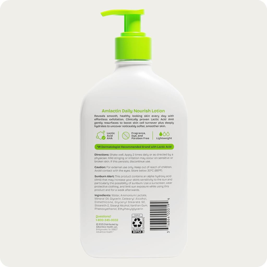 Kem dưỡng thể trị liệu toàn thân AmLactin Daily Nourish dành cho da khô - Kem tẩy tế bào chết và dưỡng ẩm không vảy 12% Axit Lactic, 14,1 oz (Bao bì có thể thay đổi) | BigBuy360 - bigbuy360.vn