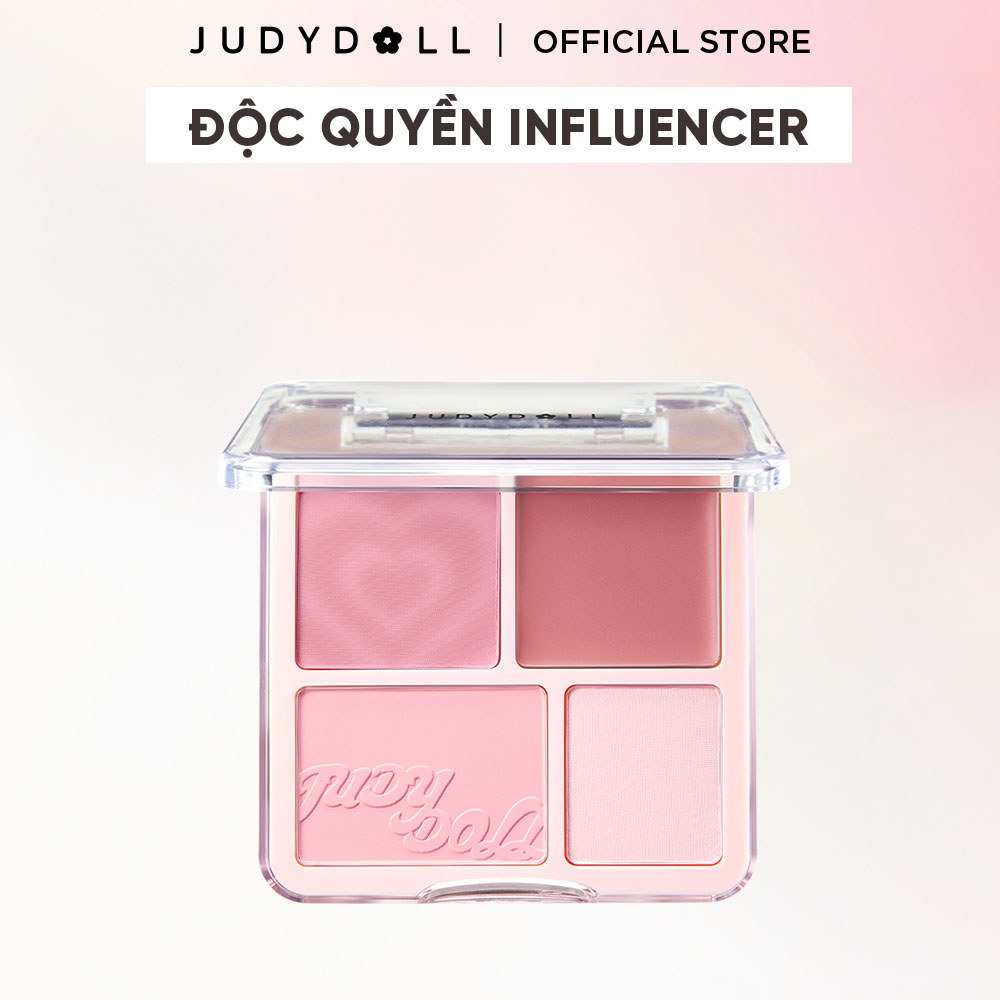 [KOL S1] JUDYDOLLL Bảng Phấn Má Hồng & Bắt sáng 4 ô Blush & Highlight Palette 9g
