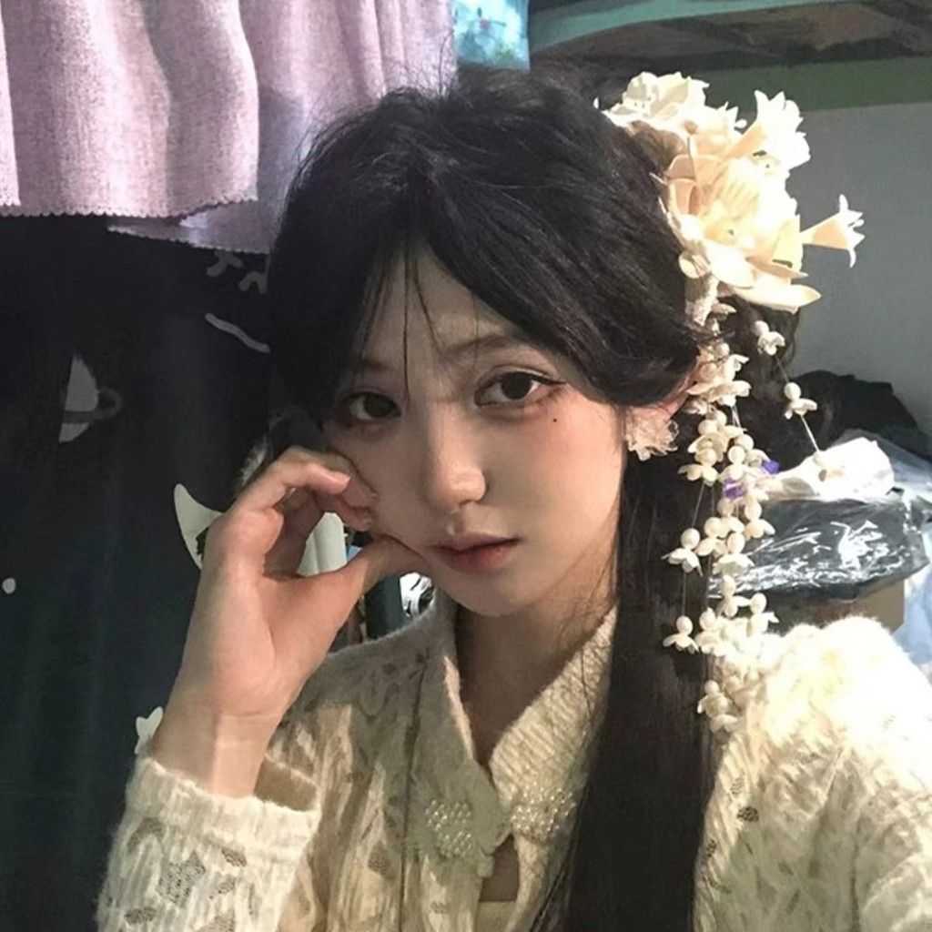 Popular~Korean-style creative faux pearl flower hairpin, new lily of the valley bridal headpiece, we