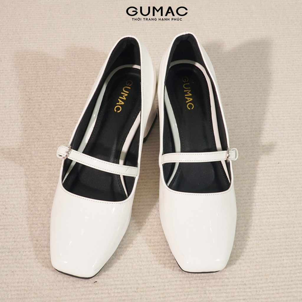 Giày cao gót nữ GUMAC phối khóa quai ngang đế bằng thoải mái GF04057