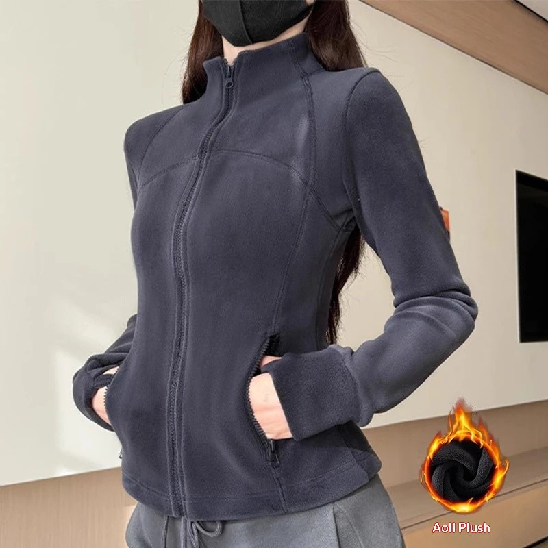 Slim-fit Áo Khoác Lông Cừu Cho Nữ Thu Đông, Dáng Just-Fit, Lót Ấm Áp