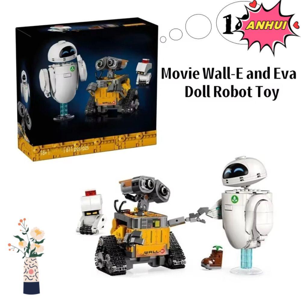 Bộ khối xây dựng ANHUI Wally và Eva, Gạch lắp ráp 811 CÁI Đồ chơi robot búp bê Eva treo tường, Mô hì