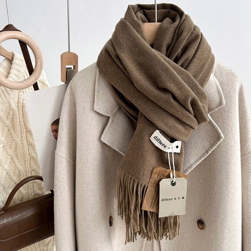 Khăn choàng cổ trơn Different tone màu Neutral chất Cashmere dạ len mềm mịn Khăn len quàng cổ mùa thu đông nam nữ | BigBuy360 - bigbuy360.vn