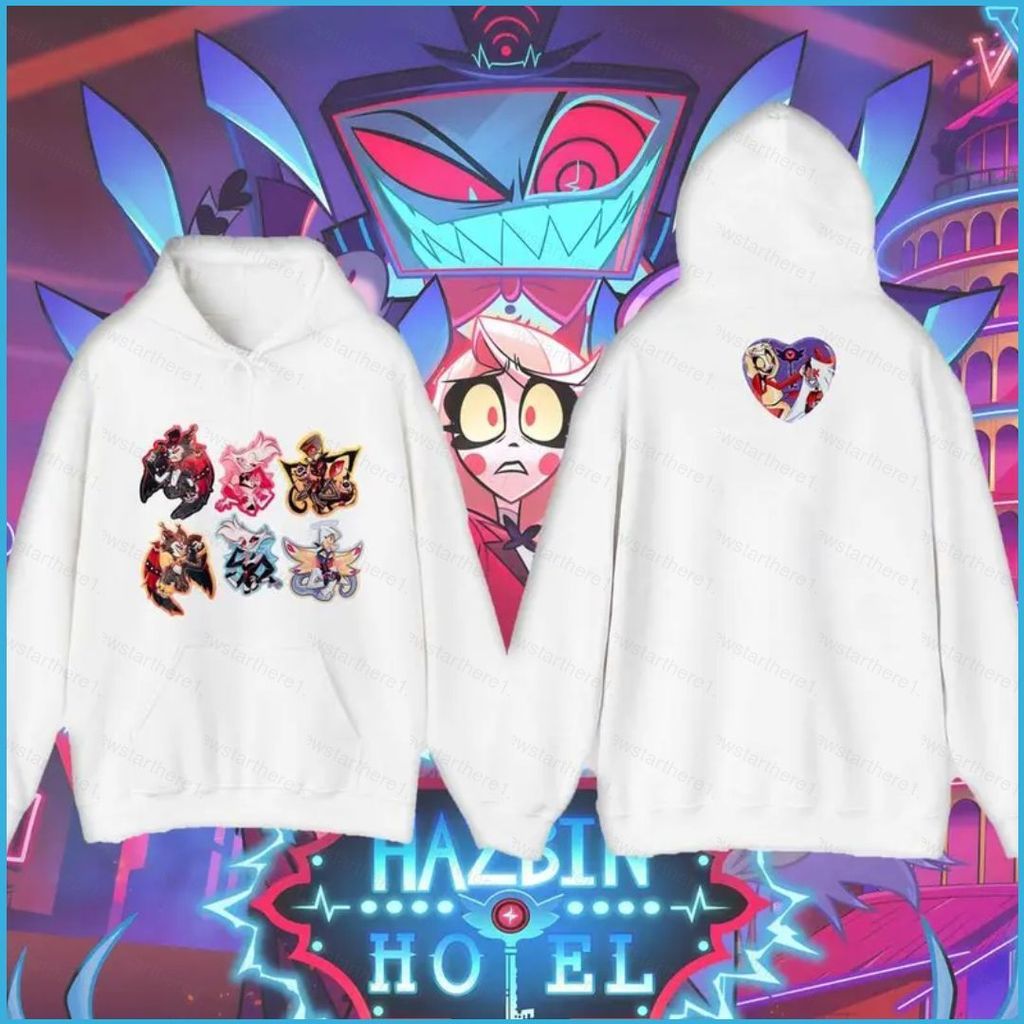 NS1 Hazbin Hotel Vaggie Angel Dust Hoodie Anime Áo Unisex Dài Tay Top SN1