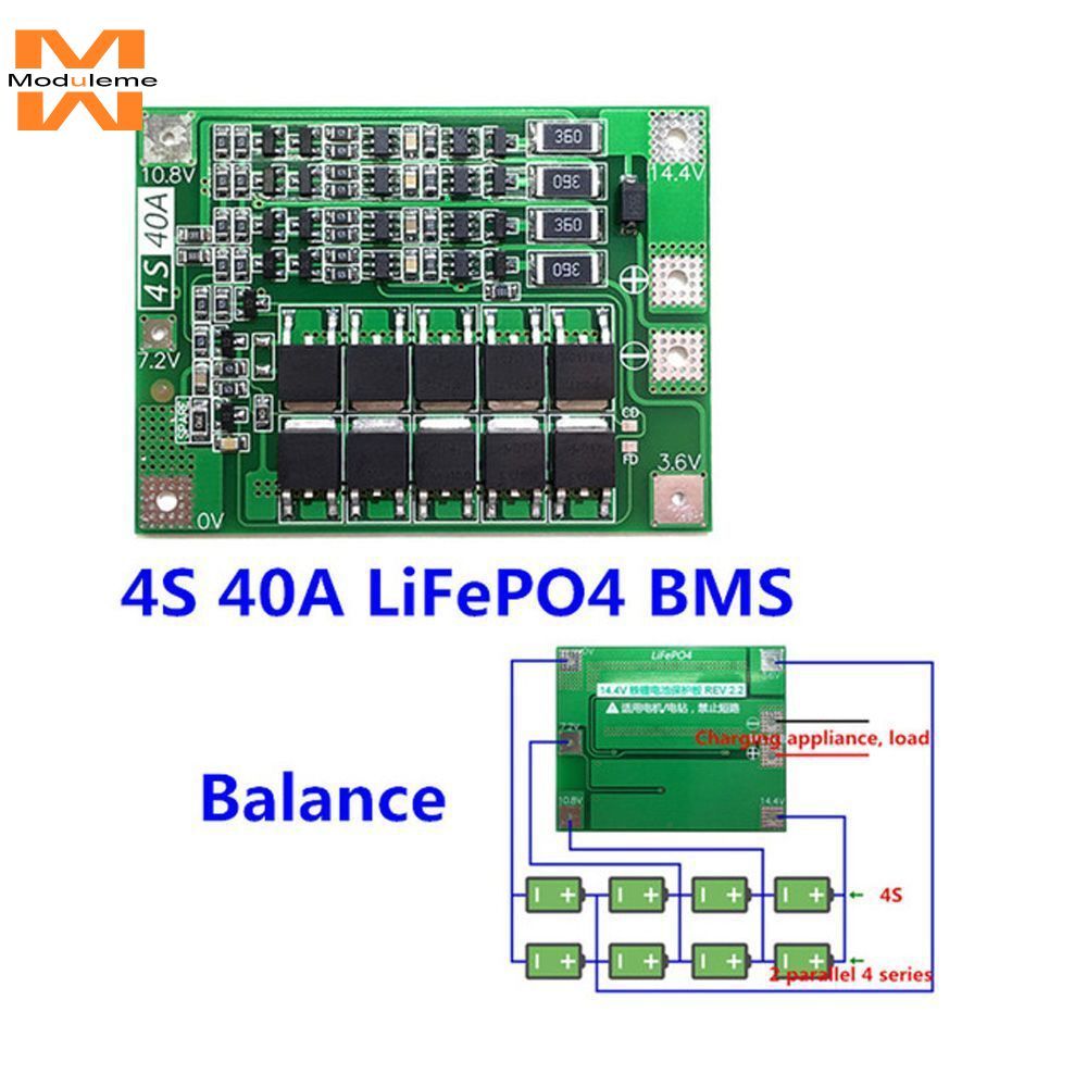 Bảng bảo vệ pin Lithium 4S 40A Phiên bản cân bằng cùng cổng