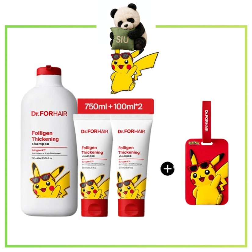 [Tiến sĩ FORHAIR] Dầu Gội Làm Dày Pokemon Edition Dr.FORHAIR Folligen 750ml + 2 x 100ml Xe Rụng Tóc