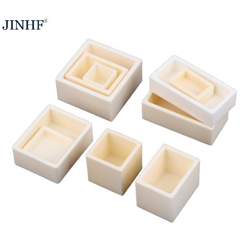 JINHF 99% Alumina Gốm Vuông Crucible Nhiệt Độ Cao Bền Cho Kim Loại Smelting HOT