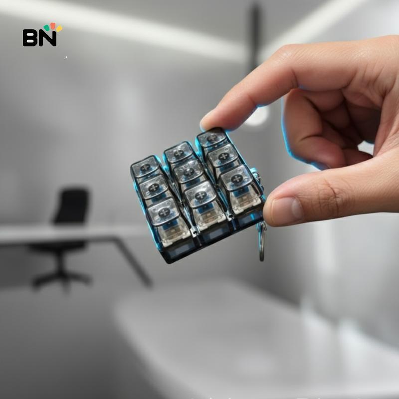 [BN] Bàn phím cơ chín phím Fidget Đồ chơi Móc khóa Kích thước nhà thơ Giảm căng thẳng Tiện ích thư g