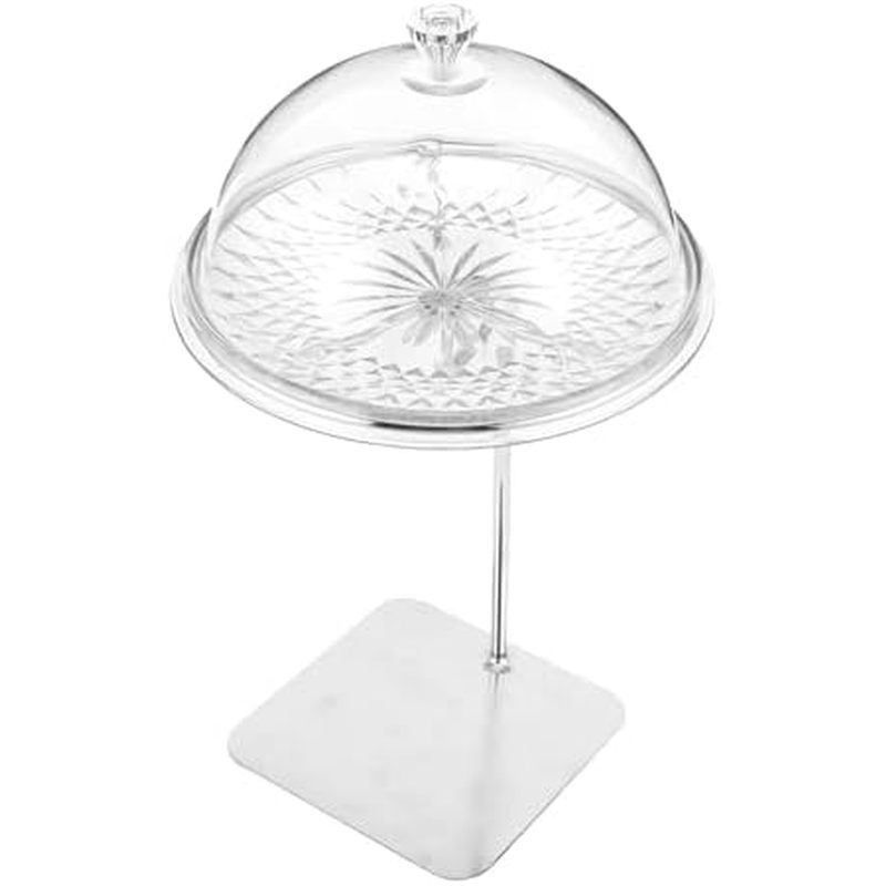 KICHOUSE Clear Tiered Cake Display Stand with Lid Elegant Round Platter for Desserts Fruits and Past