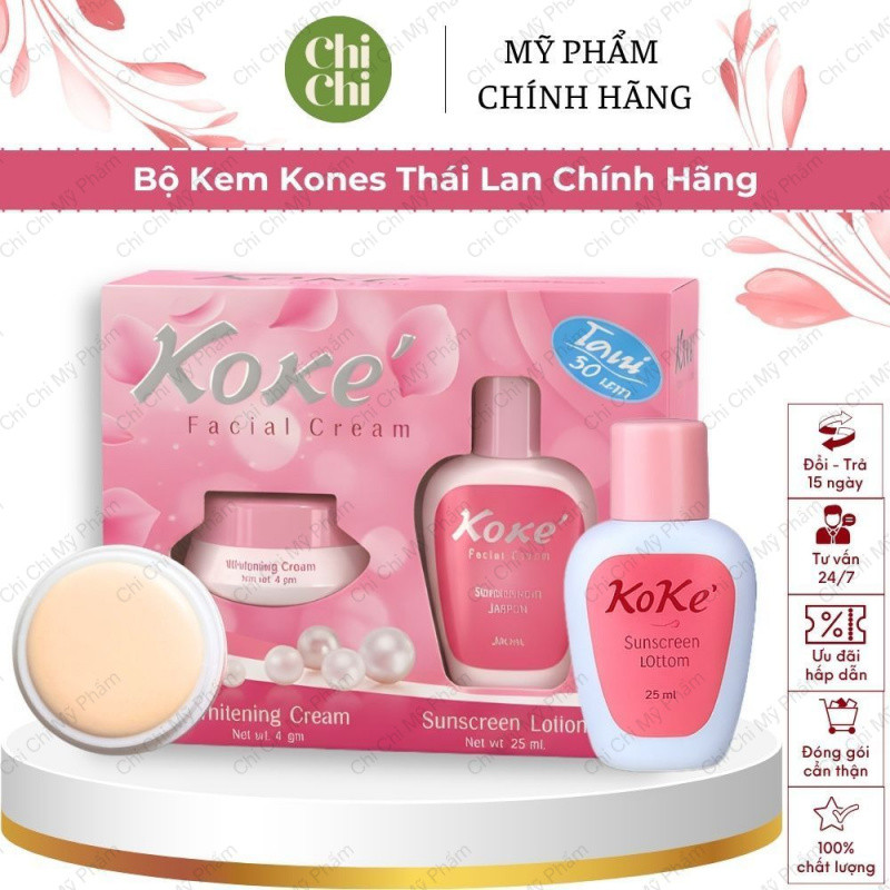 Combo 3 Bộ Kem Kones Thái Lan Dưỡng Sáng Da Mờ Đốm Nâu Cải Thiện Nám Tàn Nhang Giúp Da Đều Màu Khít 