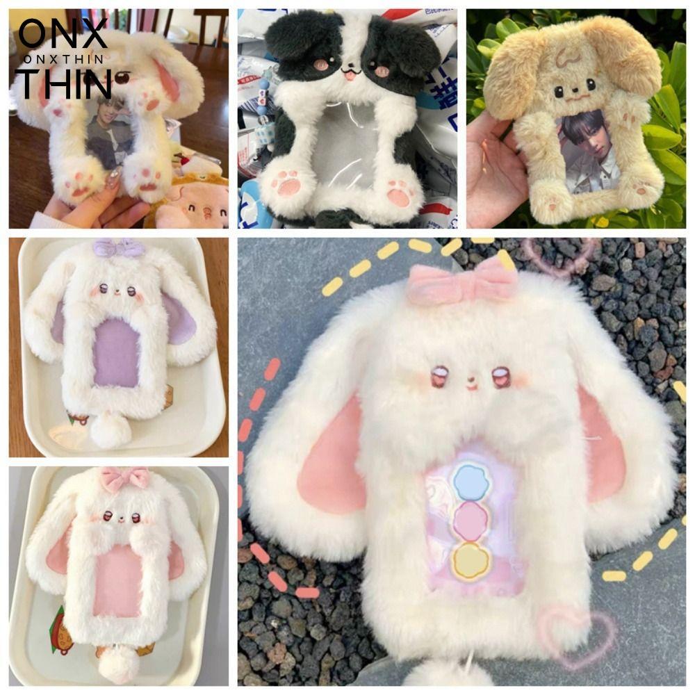 ONXTHIN Photocard, Đa Năng Tai Lớn Thỏ / Border Collie Photo Card Holder, Hoạt Hình Sang Trọng Thẻ T