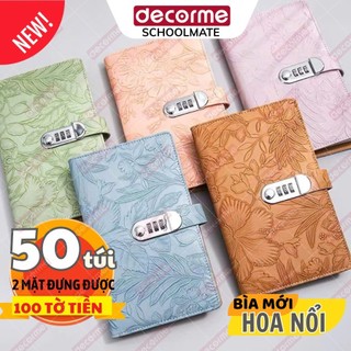 Sổ Tiết Kiệm Có Khóa Mật Khẩu 100 Ngăn – Họa Tiết Hoa Nổi Sang Trọng, Chống Nước, Đựng Tiền Gọn Gàng