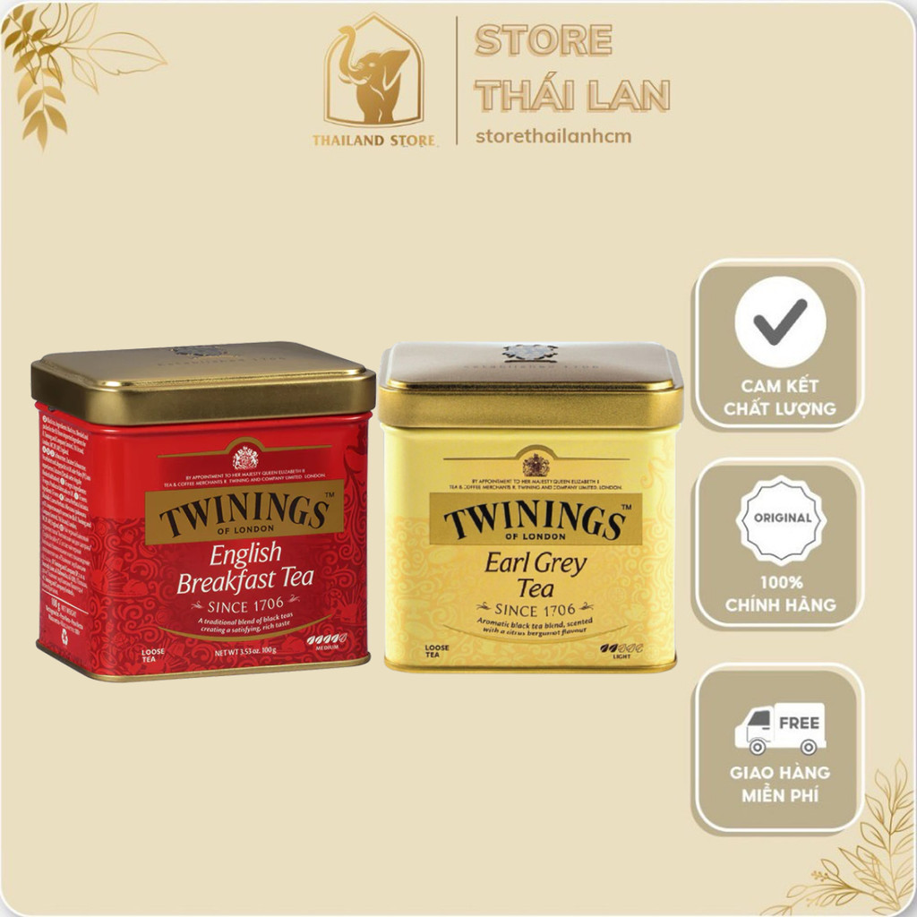 [HỘP 100gr] Trà Lá Lớn Twinings English Breakfast, Trà Lá Twinings London Strand Earl Grey