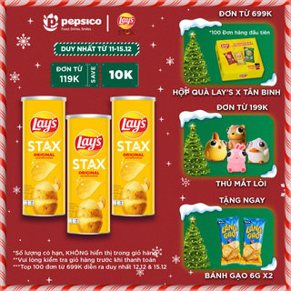  Combo 3 lon Snack Khoai Tây Miếng Lay's Stax Vị Tự Nhiên  3 x 100g lon  