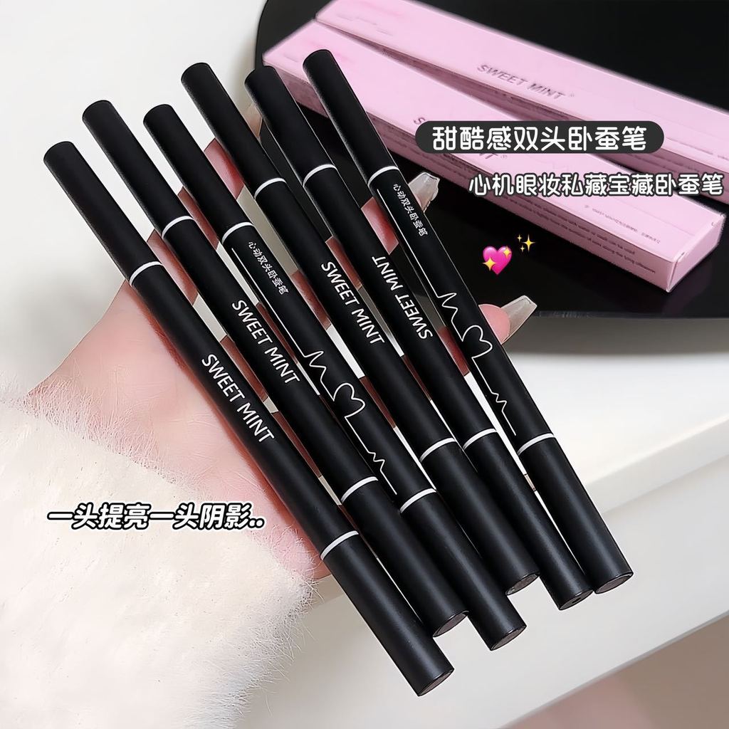 SWEET MINT Heart Double-Headed Lying Silkworm Pen Highlighter Brightening Dual-Sử dụng Eyeliner Outl