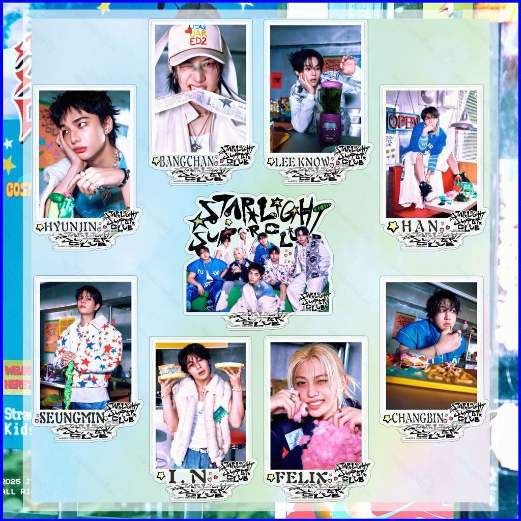 SV Stray Kids Stand Plates SEASON 'S GREETINGS STARLIGHT SUPPER CLUB Acrylic Biển Hiệu Đứng Trang Tr