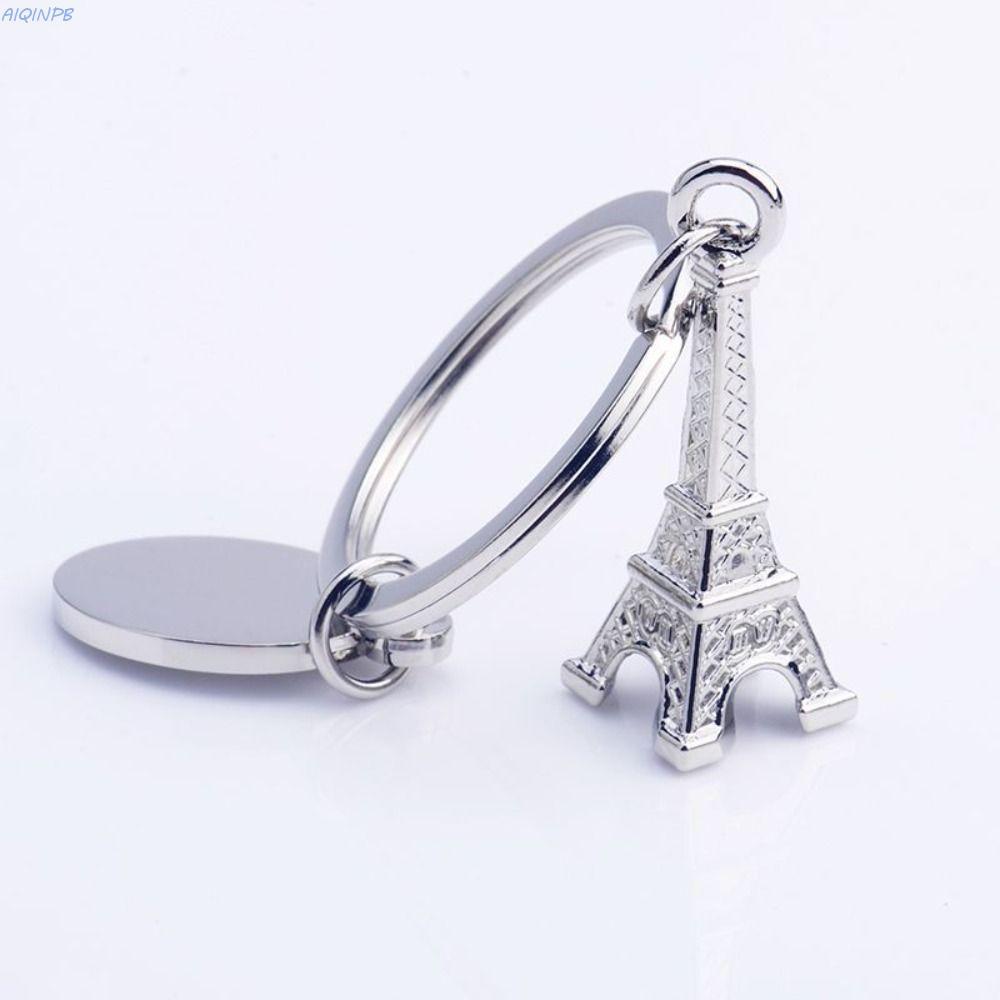 AIQINPB 3D Tháp Eiffel Móc Khóa, Túi Hợp Kim Kẽm Charm Tháp Paris Móc Khóa, Thủ Công Dễ Thương Nhăn 