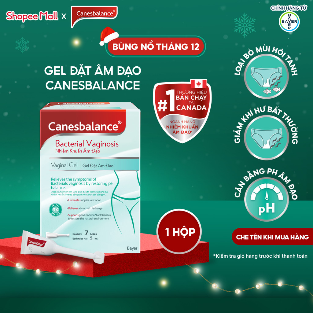   Sản phẩm mới  Gel đặt âm đạo Canesbalance hỗ trợ giảm mùi hôi khó chịu và khí hư phụ khoa phụ nữ  hộp 7 tuýp x 5ml  