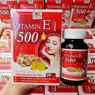 Hộp 30 viên uống đẹp da Vitamin E 500 hỗ trợ đẹp da, căng bóng, cấp ẩm, hạn chế lão hóa, sáng da