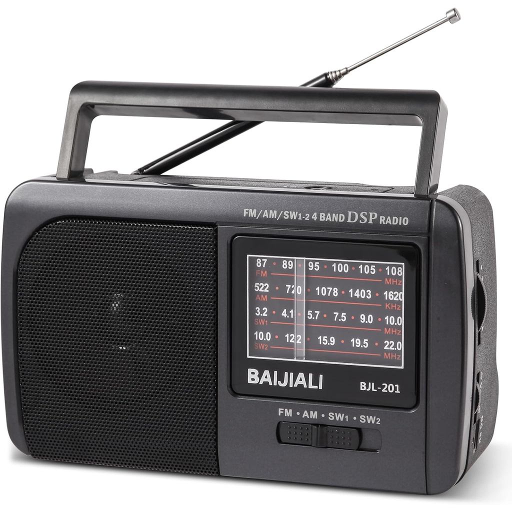 Đài phát thanh sóng ngắn AM / FM / SW1 / SW2 di động - Thiết kế Transistor cổ điển với loa 3W, chạy 
