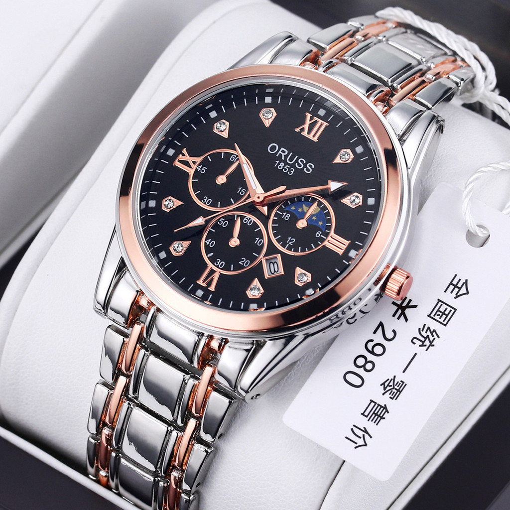 Đồng hồ chất lượng ORUSS Đồng hồ thạch anh mặt số lớn chống nước tự động 2023 26.5.12