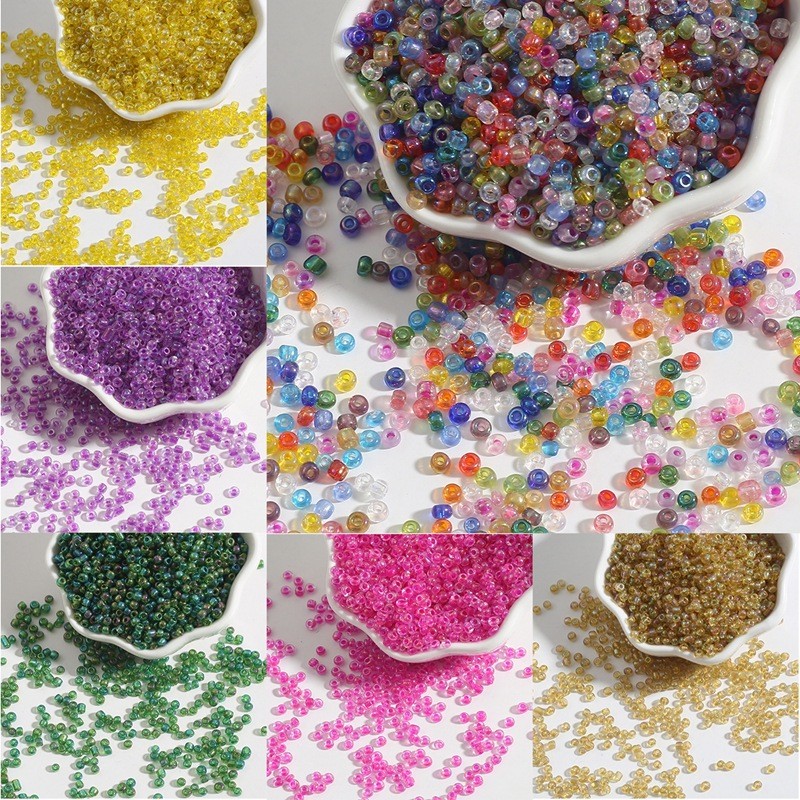 2-4mm Thủy Tinh Nhiều Màu Sắc Hạt Gạo Rời Hạt Hạt Handmade diy Vòng Tay Kẹp Tóc Tua Rua Chất Liệu Tr