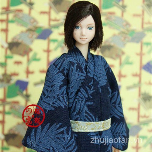 [Tổ mèo mèo] azone Point azone Six Male Body Araki ob Họa tiết xanh đậm Nam Kimono Yukata Quần áo tr