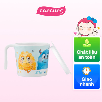 Cốc uống nước có nắp đậy melamine cao cấp Animo (240ml, 1010, monster party)