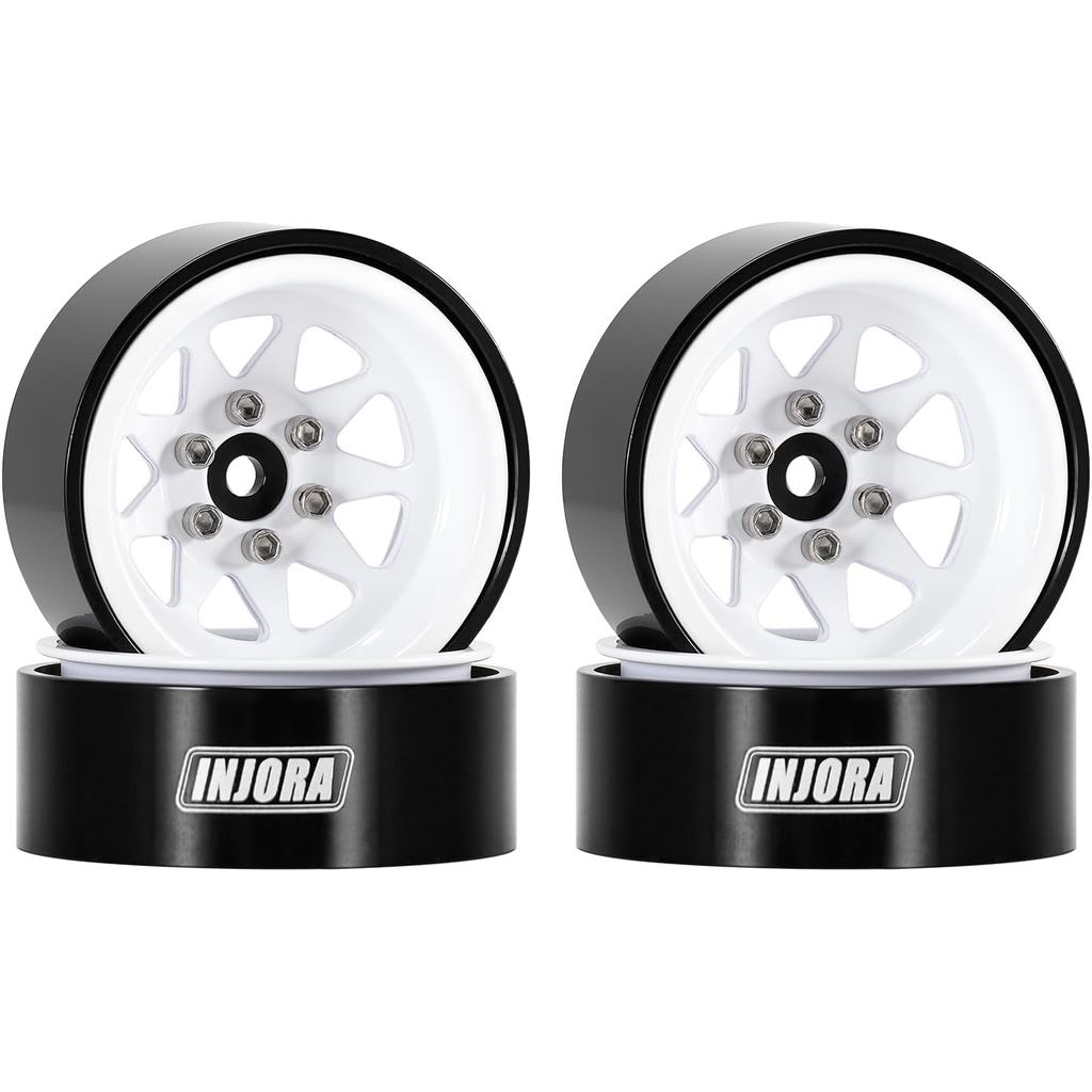 INJORA -4,05mm Thép đóng dấu Bánh xe Beadlock 1.3 "để nâng cấp bánh xích RC 1 / 24 1 / 18 (Trắng)