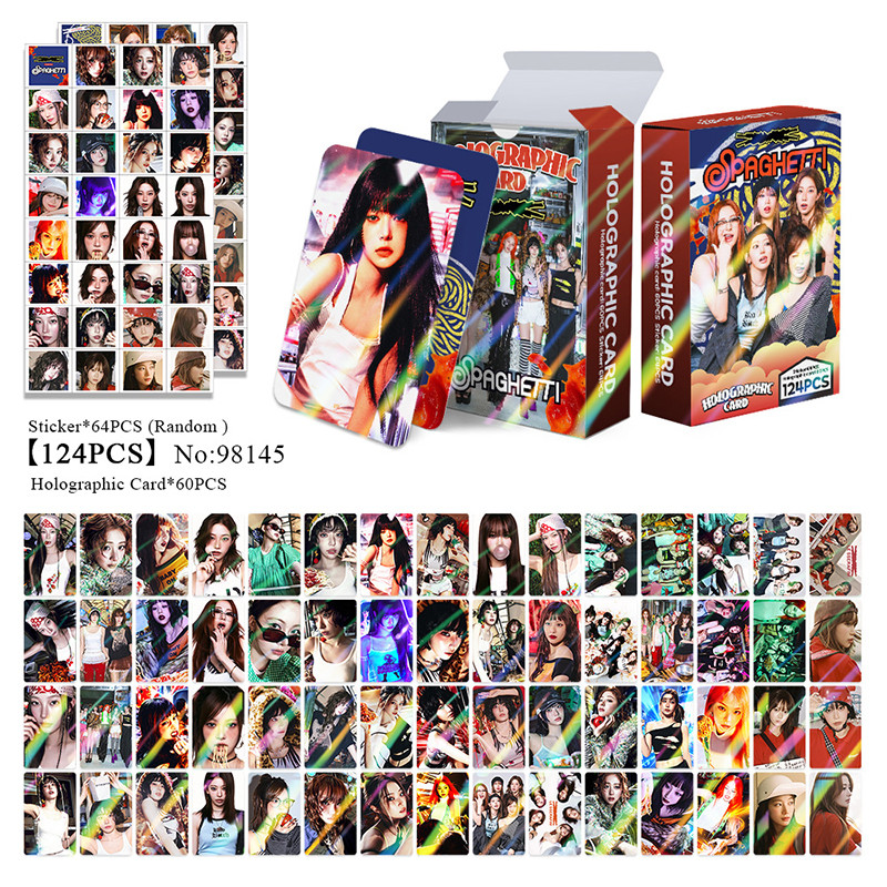 50-124 Chiếc LE SSERAFIM Photocards SPAGHETTI Ba Chiều LOMO Thẻ Sticker KPOP CHAEWON YUNJIN Nhãn Dán