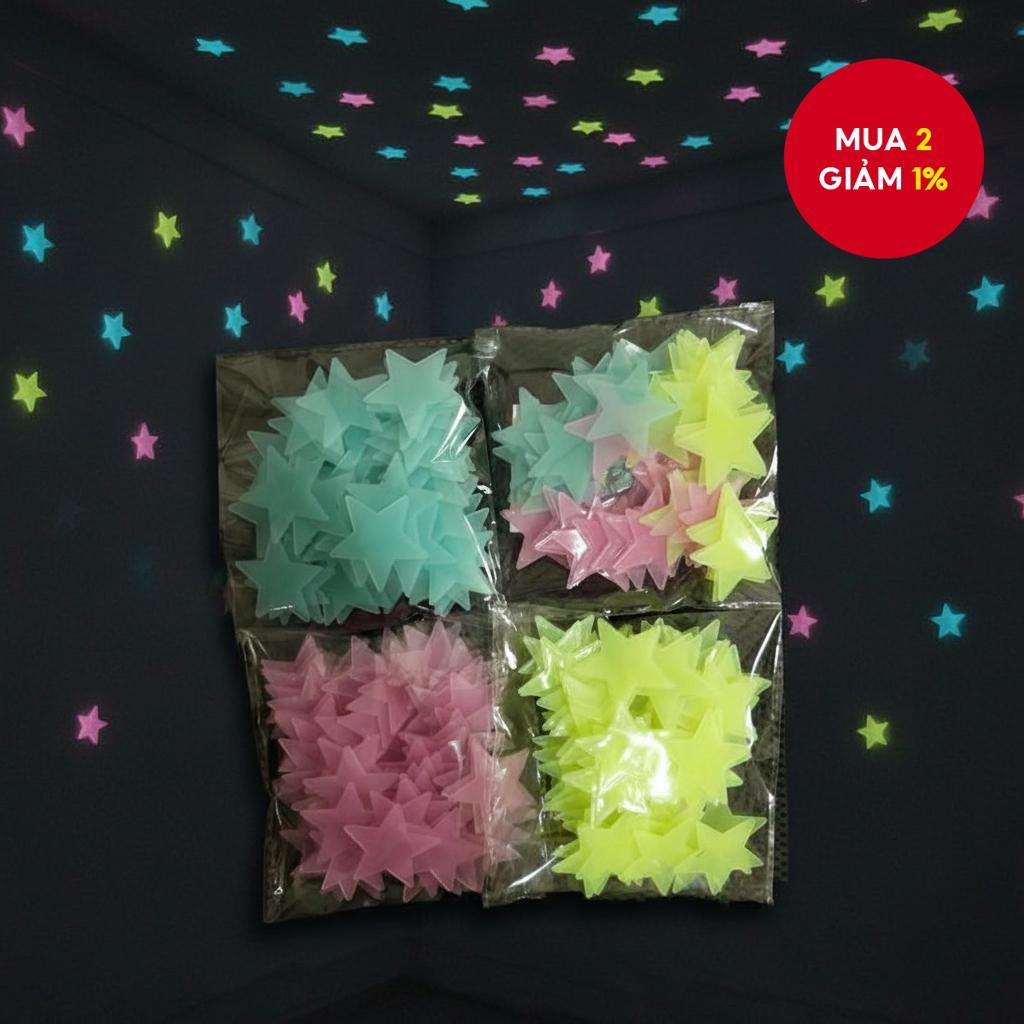   Miếng Dán Tường Sao Phát Sáng Trong Bóng Tối  Gói 100 Miếng  | Trang Trí Nghệ Thuật Phòng Ngủ Phòng Trẻ Em Miếng Dán Phát Sáng 