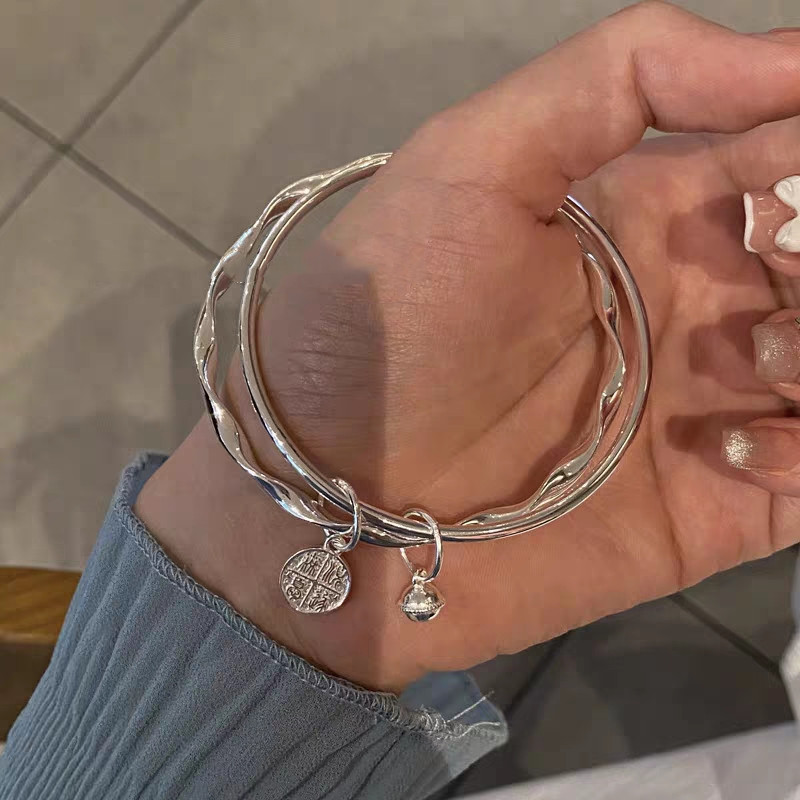 Vòng tay chuông đôi Mobius Vòng tay nữ Niềm vui an toàn Vòng tay mạ bạc Vòng tay trẻ trung chắc chắn